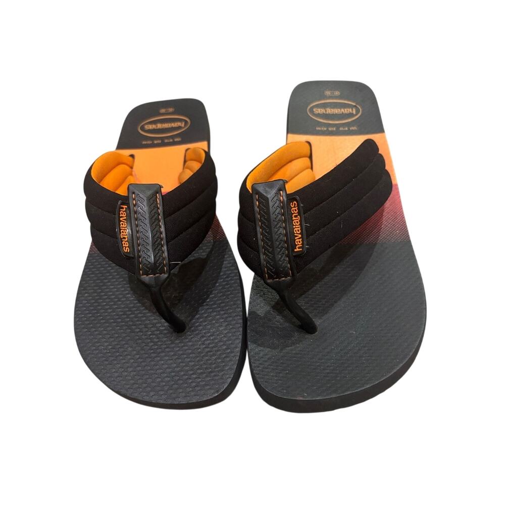 Havaianas Black & Orange Quilted Strap Flip Flops